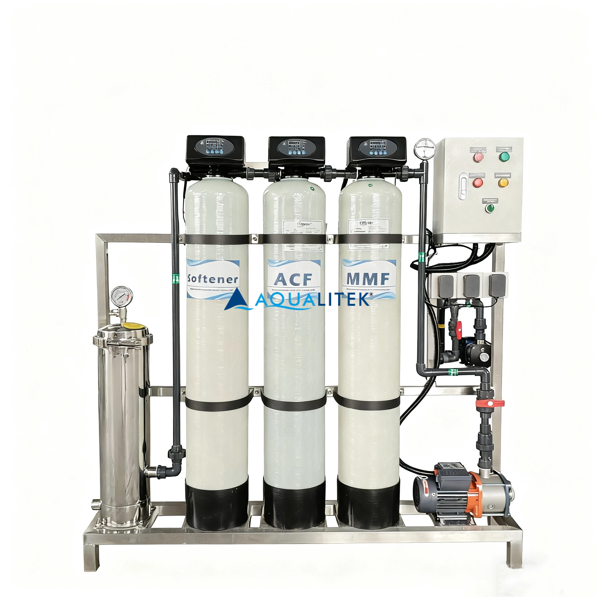 500 LPH Automatic Backwash Sand Carbon Filter and Water Softener System